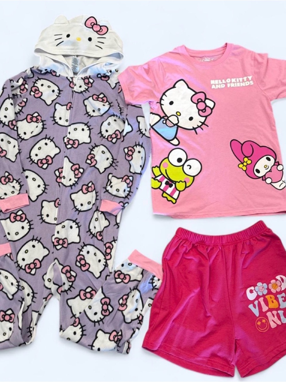 Sanrio Hello Kitty Kids Pajama Set - Pink, Purple & Hot Pink